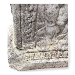 Paid of square cast stone plinths with a classical design