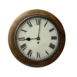 English - Early 20th century 8-day oak cased wall clock c1920, with a spun bezel and 12