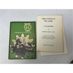 Cowells of Norwich model 90 modelmaker's lathe with handbook, the Pratt Bernard 4-jaw chuck with 4cm centre height and 7.5cm throw L44.5cm; together with an unrelated Hobbymat horizontal cross-slide with 4-way tool post (2)