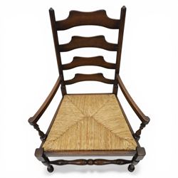 Country ladder back armchair and matching stool