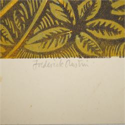 Frederick George Austin (British 1902-1990): The Woodsman, colour linocut signed in pencil 37cm x 28cm (unframed)
Provenance: direct from the granddaughter of the artist