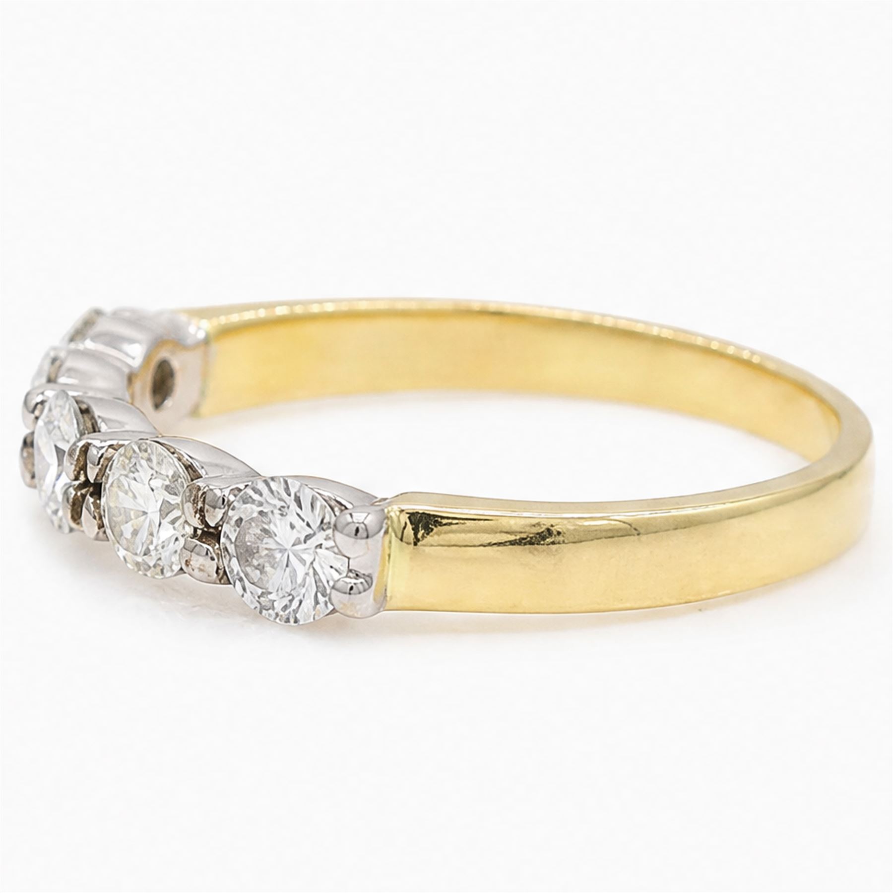 18ct gold diamond ring, set with five round brilliant cut diamonds, hallmarked, total diamond weight approx 0.55 carat