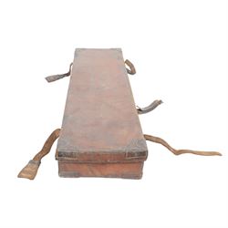 Leather shotgun case with the label of H Esau Akrill, practical gunmaker Beverly, inscribed  to lid 'R.S. Beverley', L83cm