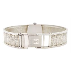 Tissot ladies 9ct white gold manual wind wristwatch, silvered dial with baton hour markers, on integral 9ct white gold bracelet, Birmingham 1972  