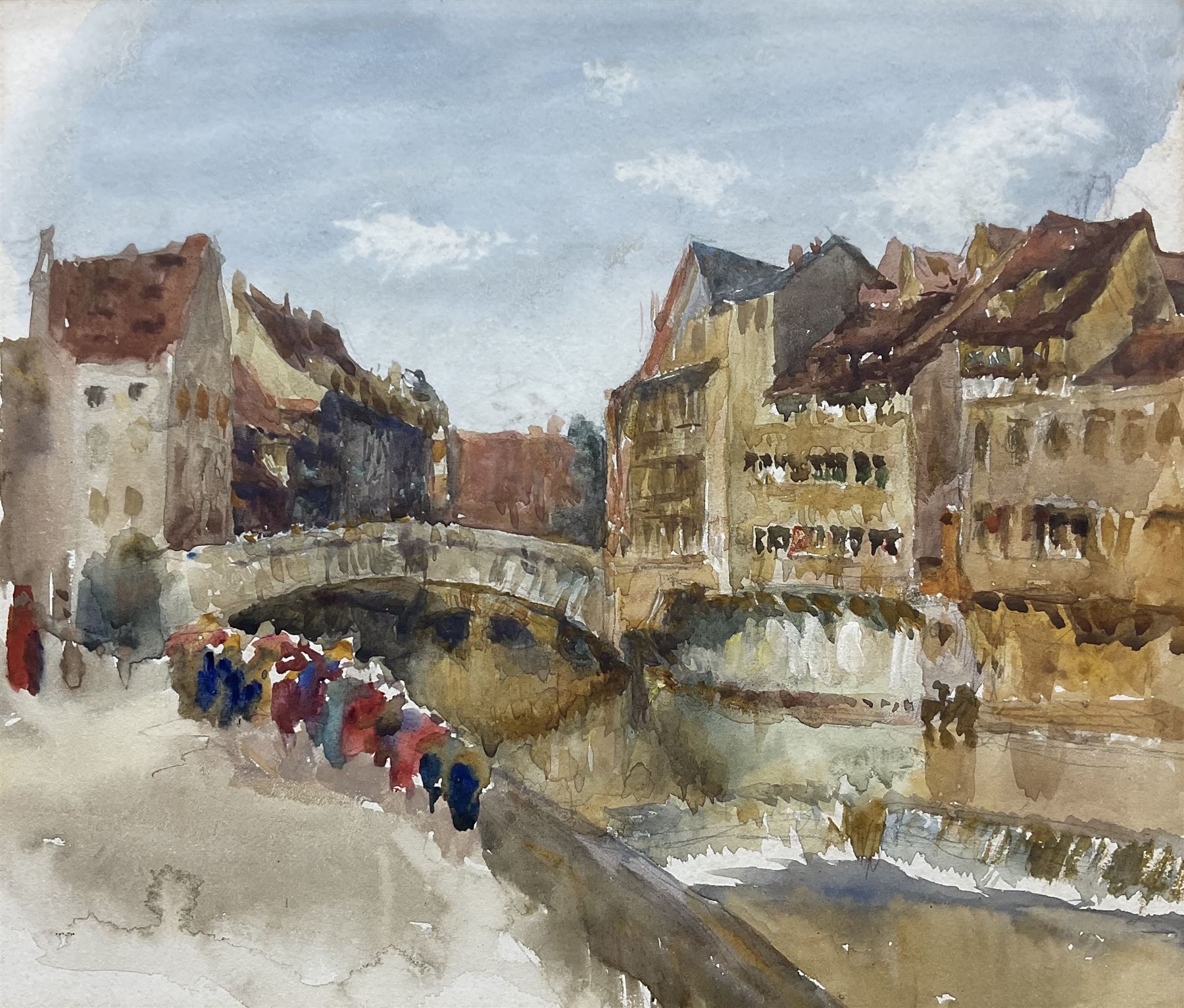 Henry Silkstone Hopwood (Staithes Group 1860-1914): Canal Scene 'Nuremberg', watercolour unsigned, titled and dated 1899 verso 23cm x 26.5cm 
Provenance: private collection, purchased David Duggleby Ltd 7th December 2015 Lot 213