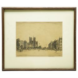 Henry Rushbury (British 1889-1968): 'Paris' and 'Low Tide - La Rochelle', two etchings signed in pencil max 25cm x 34cm (2)