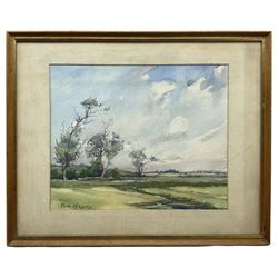 Frank McKelvey (Irish 1895-1974): Open Landscape with Trees, watercolour signed 30cm x 37cm