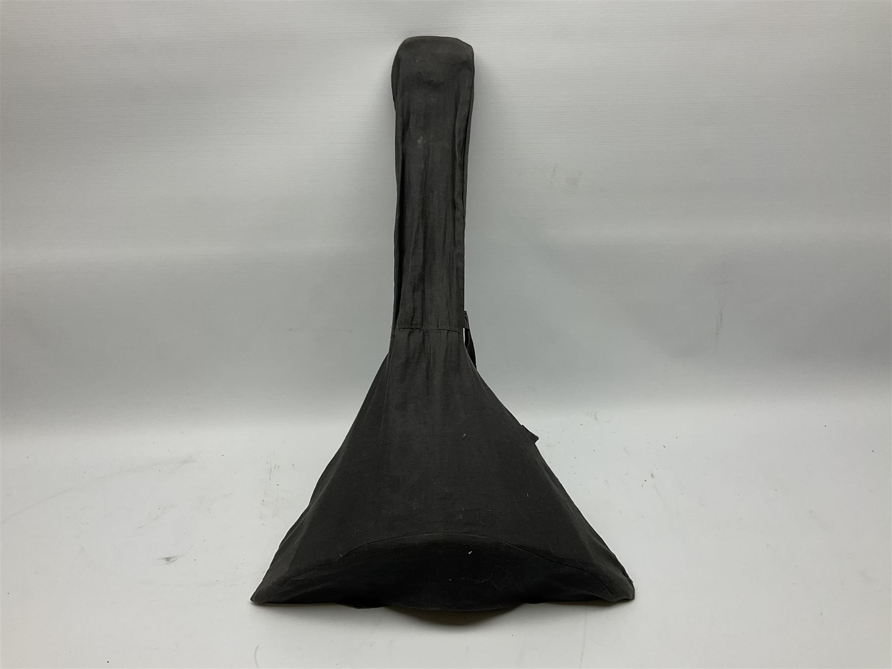 Russian balalaika with six-piece segmented back, the top painted with a scene of Russian onion capped buildings monogrammed K.B.H.1993; bears cyrillic label; L67.5cm; in carrying bag