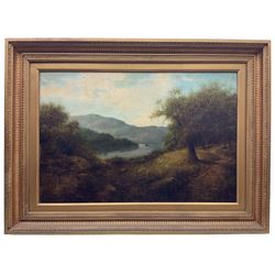Continental School (early 20th century): Landscape with River View, oil on canvas indistinctly signed 50cm x 75cm
