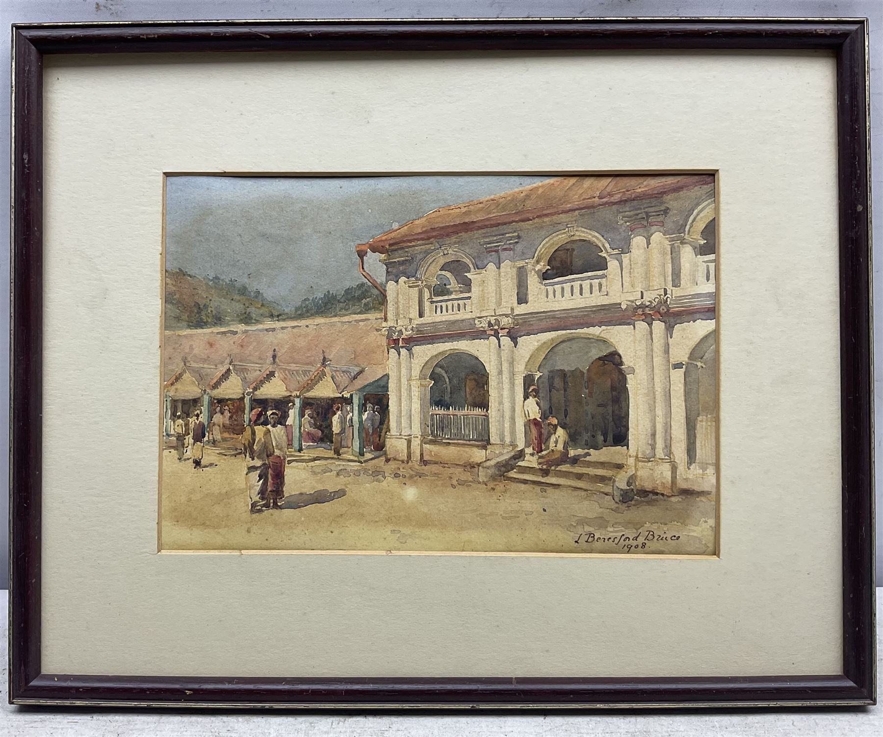 Lydia Beresford Bruce (British 19th/20th Century): Sri Lankan Meeting Place, watercolour signed and dated 1908, 17cm x 24cm Notes: Bruce was the author and illustrator of Sketches of Ceylon, London, Cassell and Company, 1914.