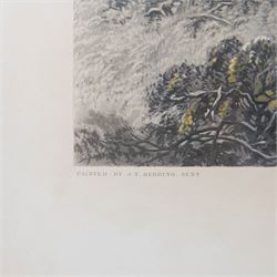 John Frederick Herring Senior (British 1795-1865): 'Fox Hunting - The Meet, The Find, The Run, The Kill',  set of four elephant folio aquatints by J. Harris, from Fores's National Sports, housed in ornate carved frames, aquatints 63cm x 114cm, overall size 88cm x 140cm (4)