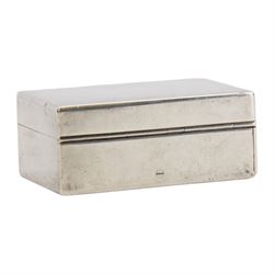 Victorian silver travelling desk compendium, of plain rectangular form, the hinged cover opening to reveal a fitted gilt interior containing inkwell, vesta case, fold down candle holder and seal tray, hallmarked Thomas Johnson I, London 1871, also bearing retailer mark for Asprey Bon Street, H3.5cm W8cm D5.5cm