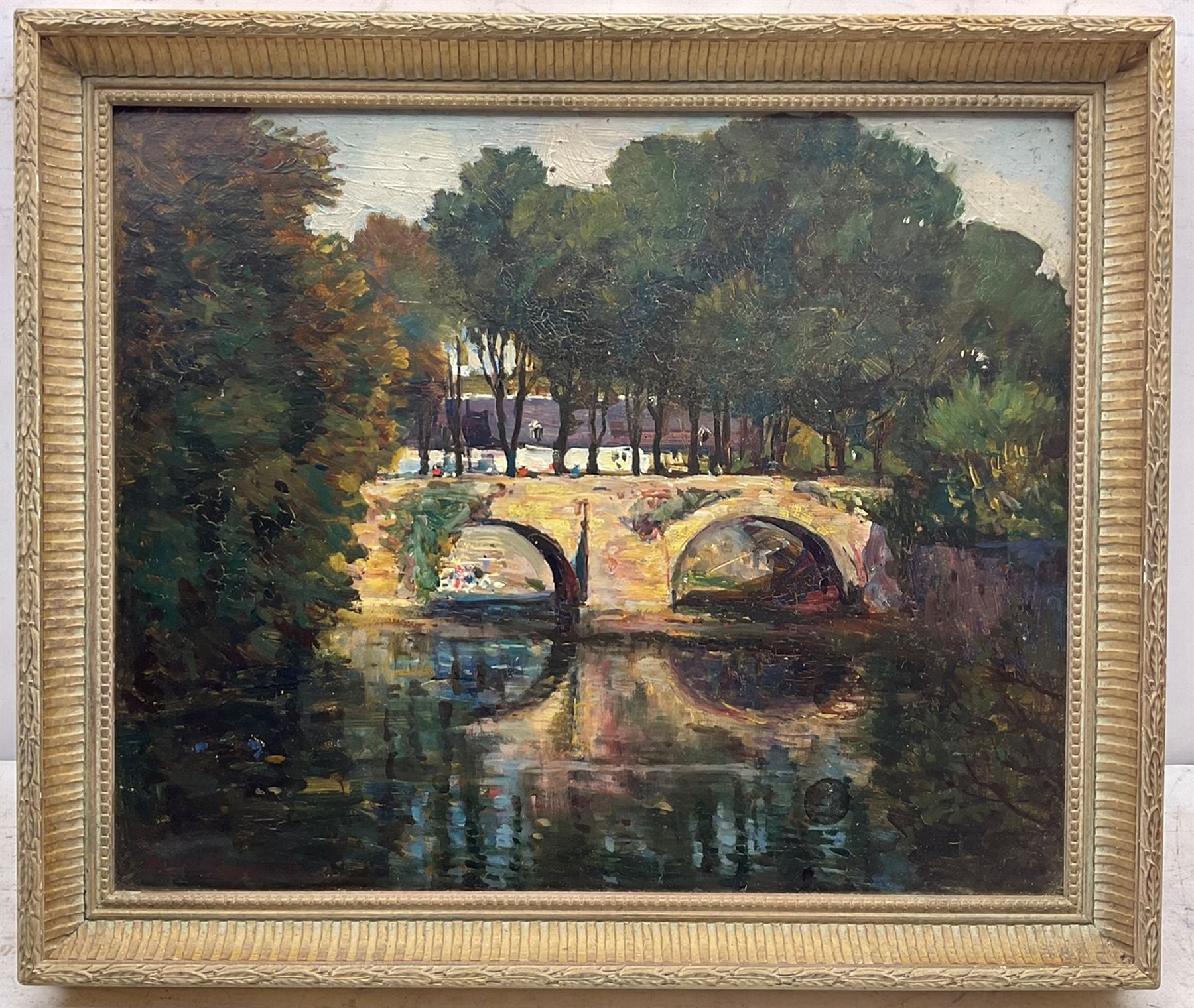 William Henry Charlton (Newcastle 1846-1918): 'Scene near Quimperlé - France', oil on board signed, titled on label with artist's Gosforth address verso 36cm x 44cm