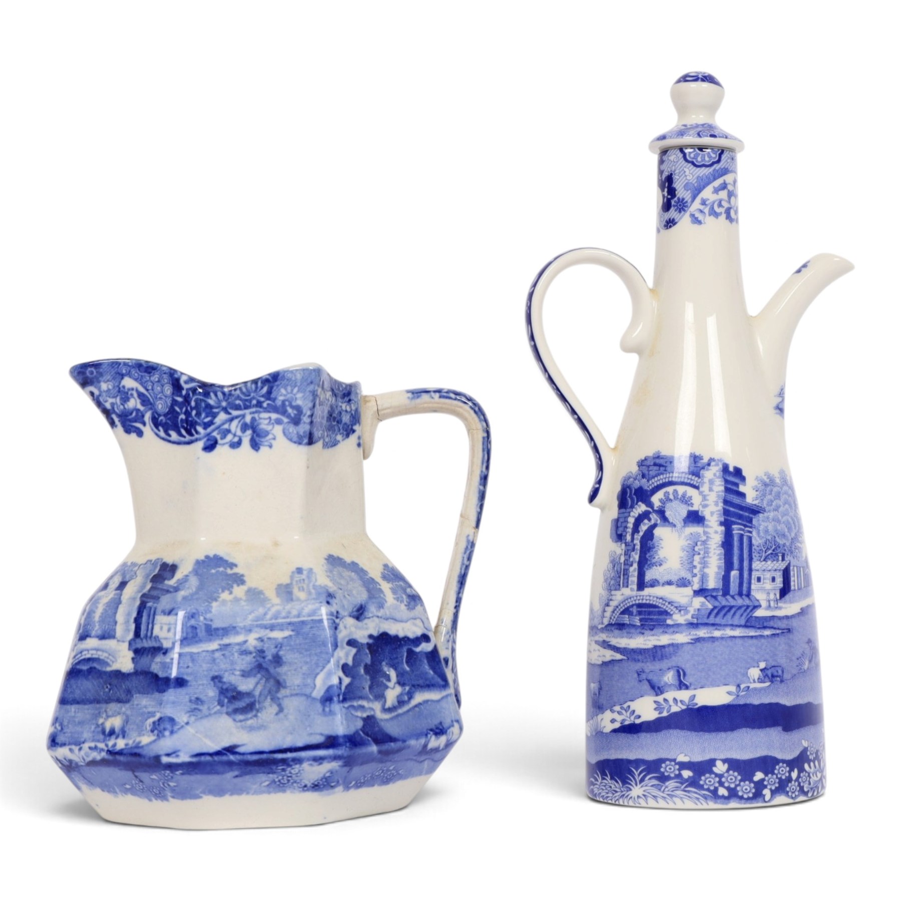 Spode Italian pattern dinnerware, including oil pot, two serving dishes, jug etc