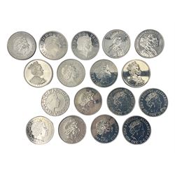 Seventeen Queen Elizabeth II United Kingdom five pound coins