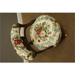  Pair of Victorian tub chairs upholstered in Vintage Floral Sanderson fabric   