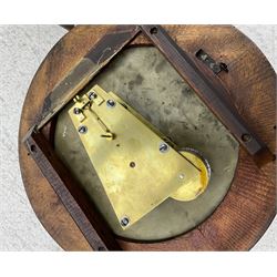 English - Early 20th century 8-day oak cased wall clock c1920, with a spun bezel and 12