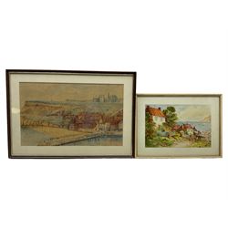 JS Bill (British early 20th century): Tate Hill Pier Whitby, watercolour signed 25cm x 41cm; EC (British 20th century): 'Runswick Bay', watercolour signed with initials titled and dated Easter 1952, 18cm x 28cm (2)