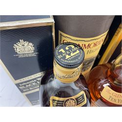 Glenmorangie, ten year old Scotch whisky, 1 litre 43% vol, Grant's twelve year old Scotch whisky 1 litre, 43 G.L and Johnnie Walker Black Label, twelve year old Scotch whisky, 1 litre 43% vol, all boxed (3)