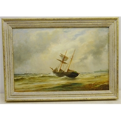  Ship 'Luna' Wrecked at Redcar 1880, 20th century oil on board unsigned 31cm x 46cm   