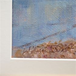 William Burns (Northern British 1923-2010): 'Boat on the Beach', oil on board signed, titled verso 15cm x 20cm