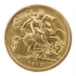 King George V 1912 gold half sovereign coin