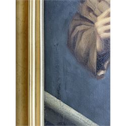 Harry Windsor-Fry (British 1862-1947): A Noise on the Stairs, oil on canvas signed 109cm x 66cm 
Provenance: private collection, purchased David Duggleby Ltd 4th November 2006 Lot 37; from the estate of Edward Henry Carson, Baron Carson (1854-1935)