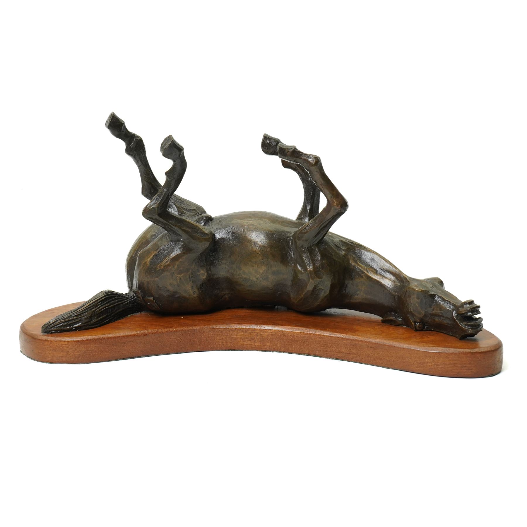 Robert Campbell figure 'Rolling Horse', limited edition no. 2/25, on wooden plinth, with certificate, L39cm