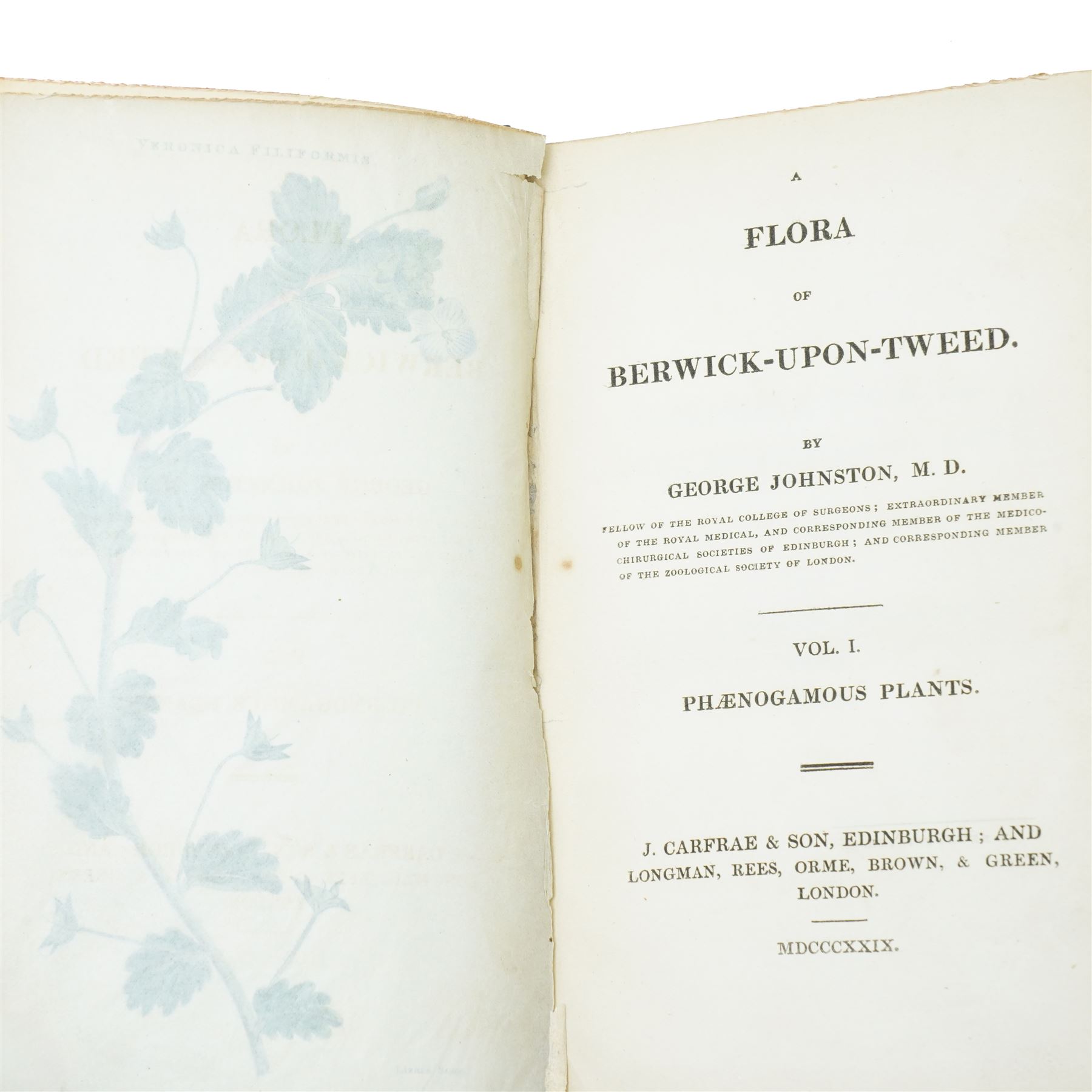 Johnston, George - 'A Flora of Berwick-on-Tweed' two volumes Carfrae & Sons, Edinburgh 1831 1st edition rebound in brown and gilt full calf, MacNeill, Archibald - 'Notes on the Authenticity of Ossian's Poems' printed for the author 1868 signed and inscribed, rebound  in half calf, Walton, Isaac and Cotton, Charles - 'The Complete Angler' sixth edition with additions 1797 rebound in full calf (4)