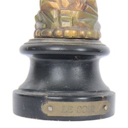 Four Art Deco style figures, modelled as dancers in various poses, finished in gilt and upon wooden plinths, H33cm