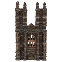 Early 20th century Westminster Abbey money bank by Sydenham & McCoustra, H16cm 