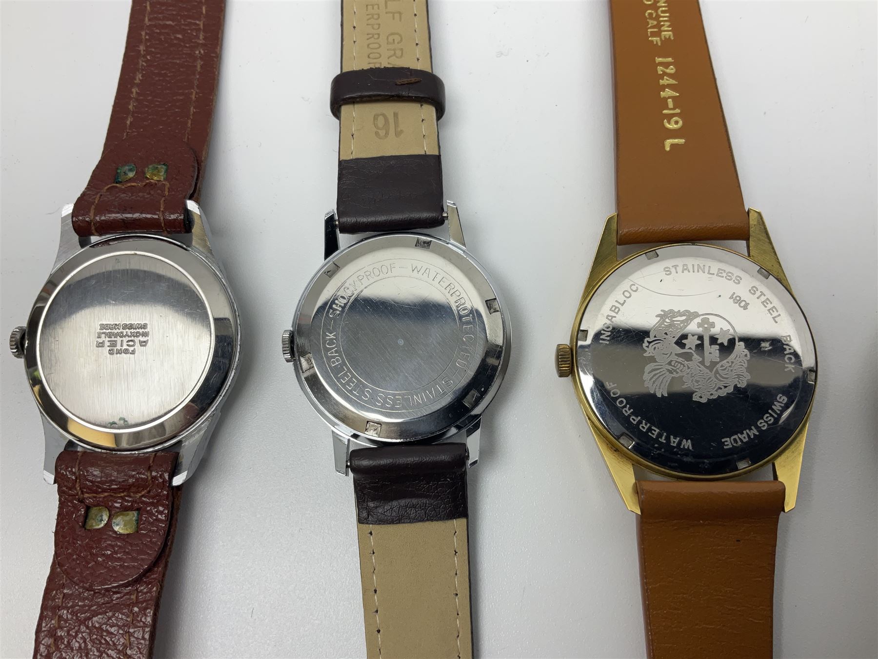 Seven manual wind wristwatches including Audax, Kered, Lanco, Rotary, MonVis, Precia and Mido Multifort, all with subsidiary seconds dials (7) 