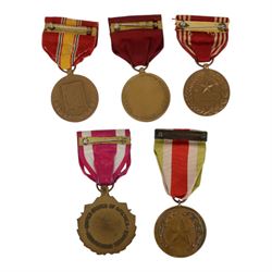 Collection of US medals, including Meritotious Service, Good Conduct, Navy Good Conduct, 1939/45 National Defense, Mexican Border Guard Service 