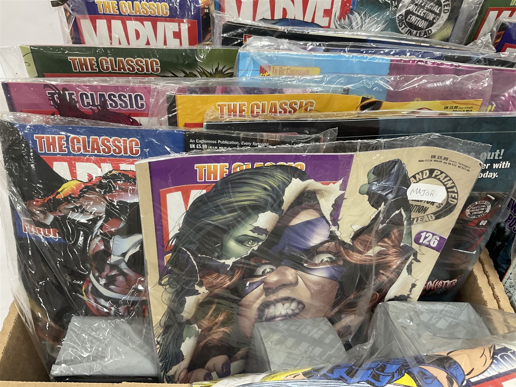 Eaglemoss The Classic Marvel Figurine Collection - forty-one magazines with models each as issued in unopened plastic bags; eleven boxed models and eight loose periodicals; in three boxes (60)