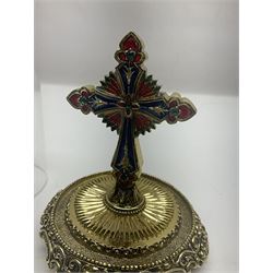 Four limited edition Franklin Mint House of Fratelli Coppini crosses, to include Majestic Cross, Sacred Cross, Star of Hope Jewelled Cross and The Gates to Paradise Cross, all under glass domes, H13cm