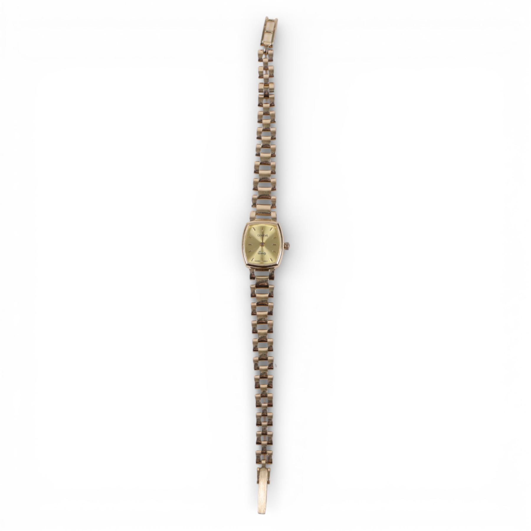 Genève ladies 18ct gold quartz wristwatch, on integral 18ct gold bracelet