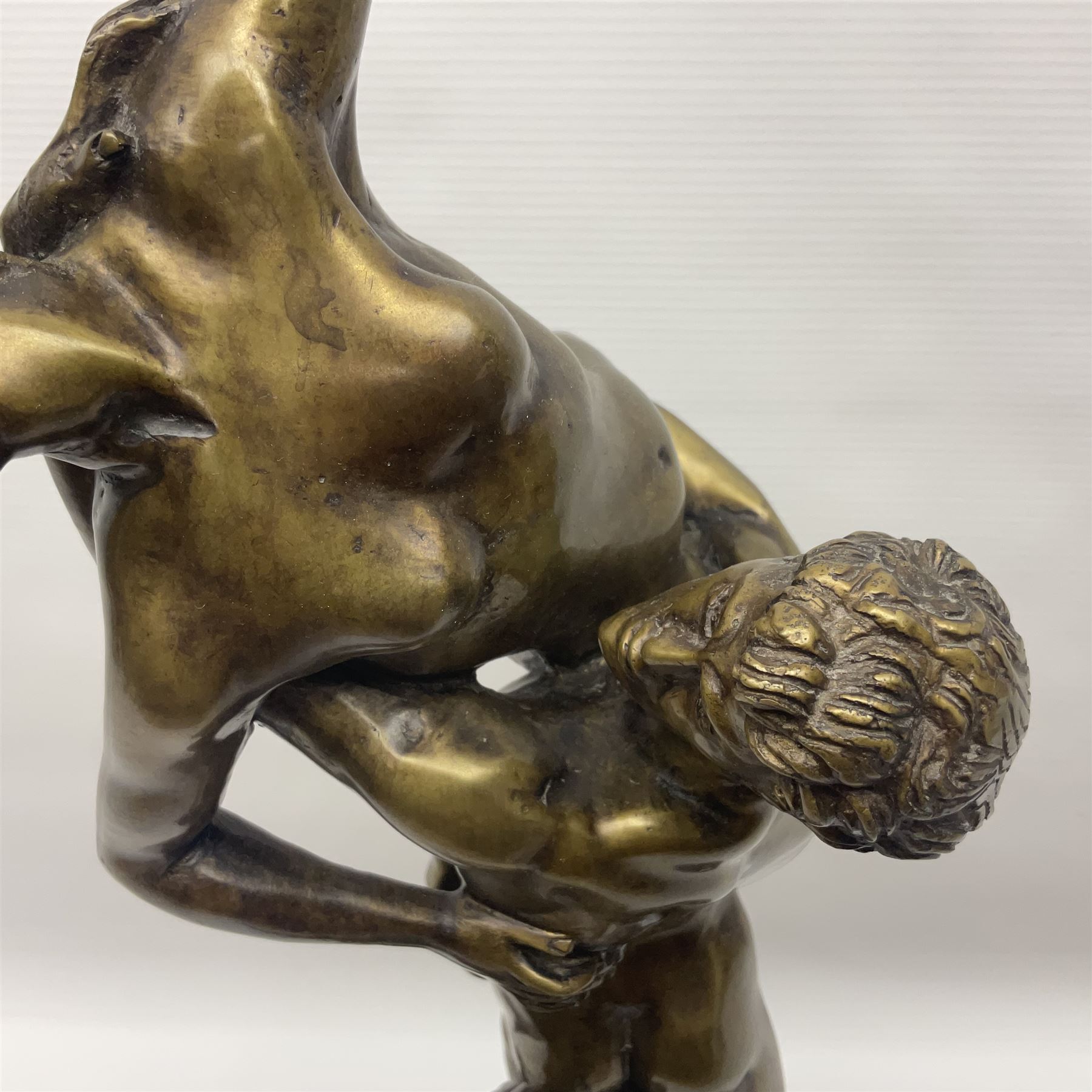 After Giambologna: Abduction of a Sabine Woman, bronze figure, on circular wooden base, H68cm