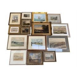 Collection of 19th and early 20th century oil paintings and watercolours, artists including Joseph Pighills, Victor Noble Rainbird, Louis Cox, Arthur W Newsholme, John Sowden, Arthur Tucker, Albert Woods, Alfred Robert Hayward, Manner of Thomas Creswick, etc (15)