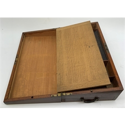 George IV mahogany writing slope, the hinged cover with inlaid panel inscribed Ann Bright 1822, opening to reveal a fitted interior, L46cm, H15cm  