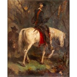 Karl Storch (German 1899-1991): Don Quixote on Horseback, oil on board signed and dated 19...