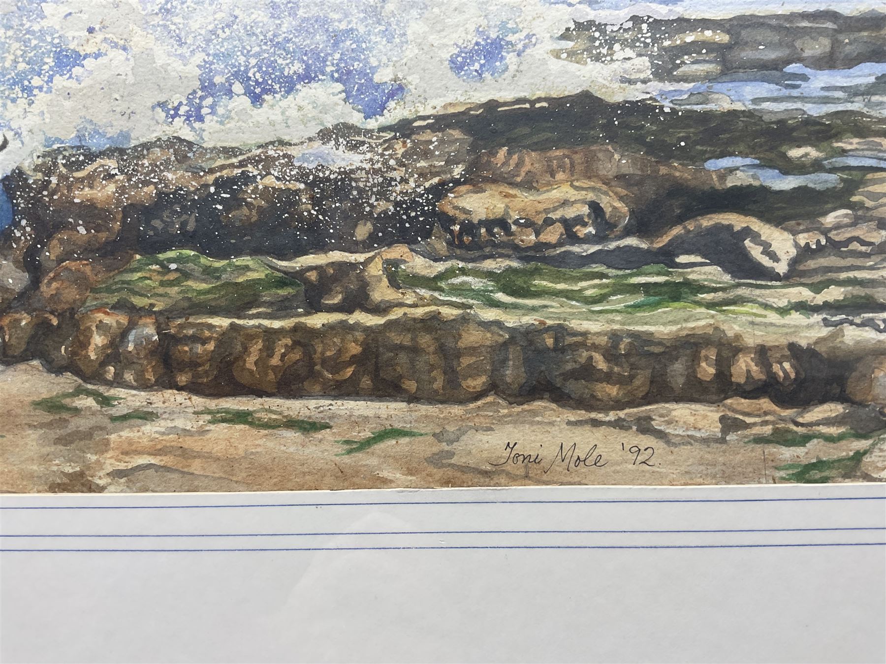 Toni Mole (British 20th Century): Waves Against the Rocks, watercolour signed and dated '92, 32cm x 44cm