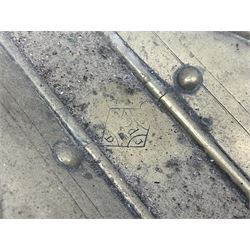 Victorian Benham & Froud Arts and Crafts brass coal scuttle, with Victorian diamond registration mark, together with a copper and brass scuttle of helmet form, tallest H50cm