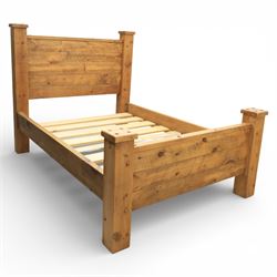 Alexander Ellis of Beverley - rustic oak king sized bed, of plank form construction with v...