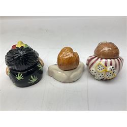 Fifteen Face Pots by Kevin Frances, all of music interest, to include the Beatles; Paul 'Kookoocachu', 'Love Is All You Need', 'Octopus's garden', 'While My Guitar Gently Weeps', 'All You Need Is Love' and 'Everybody's talking and no one says a word', Elton John; I'm still standing, Buddy Holly; 'That will be the day', David Bowie 'We can be heroes' , Mick Jagger prototype colour type etc, all boxed  