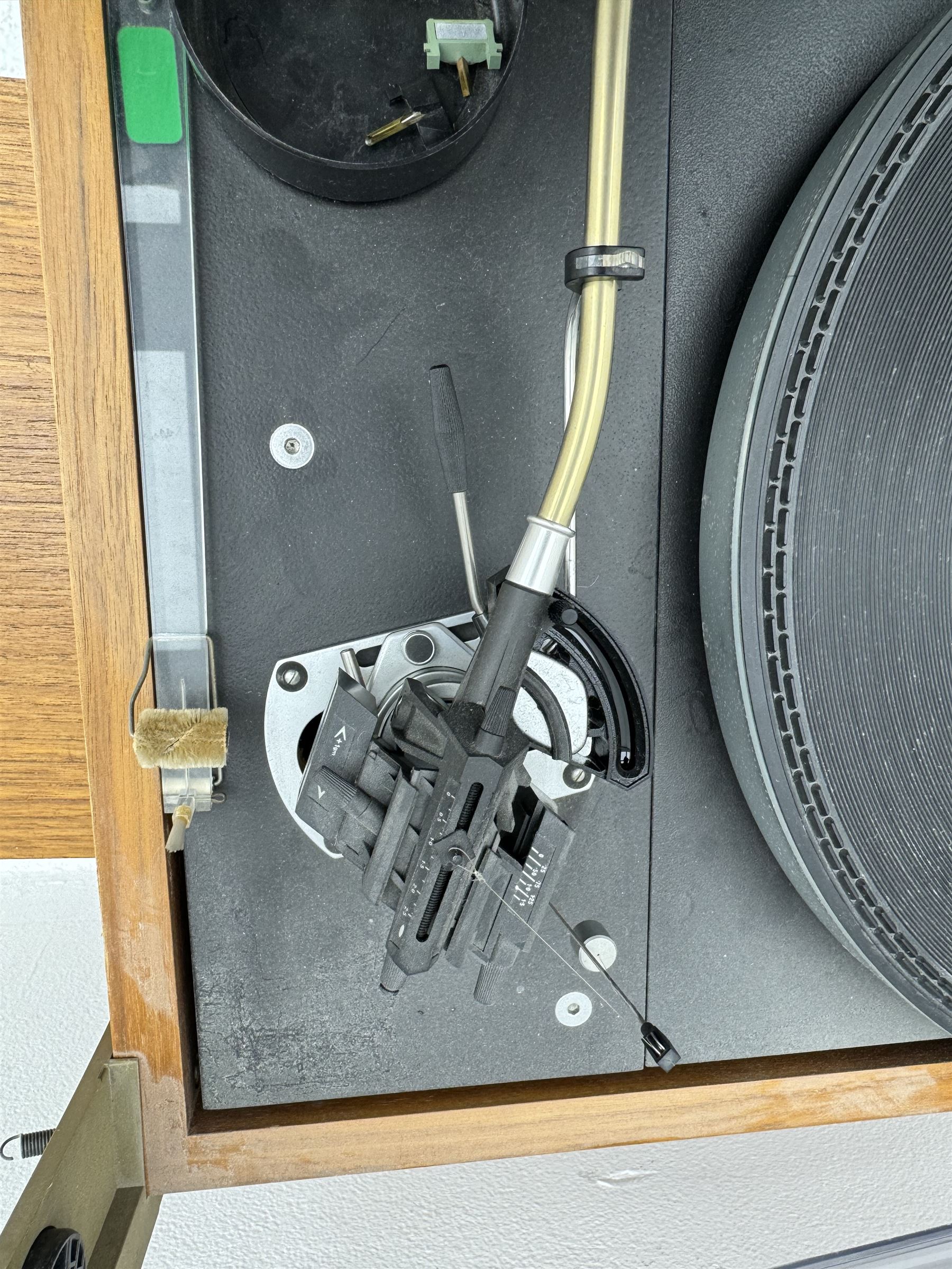 Thorens TD 126 MKII turntable record deck with SME tonearm, within teak case, together with a pair of Mordaunt-Short MS235 speakers, speakers H53cm