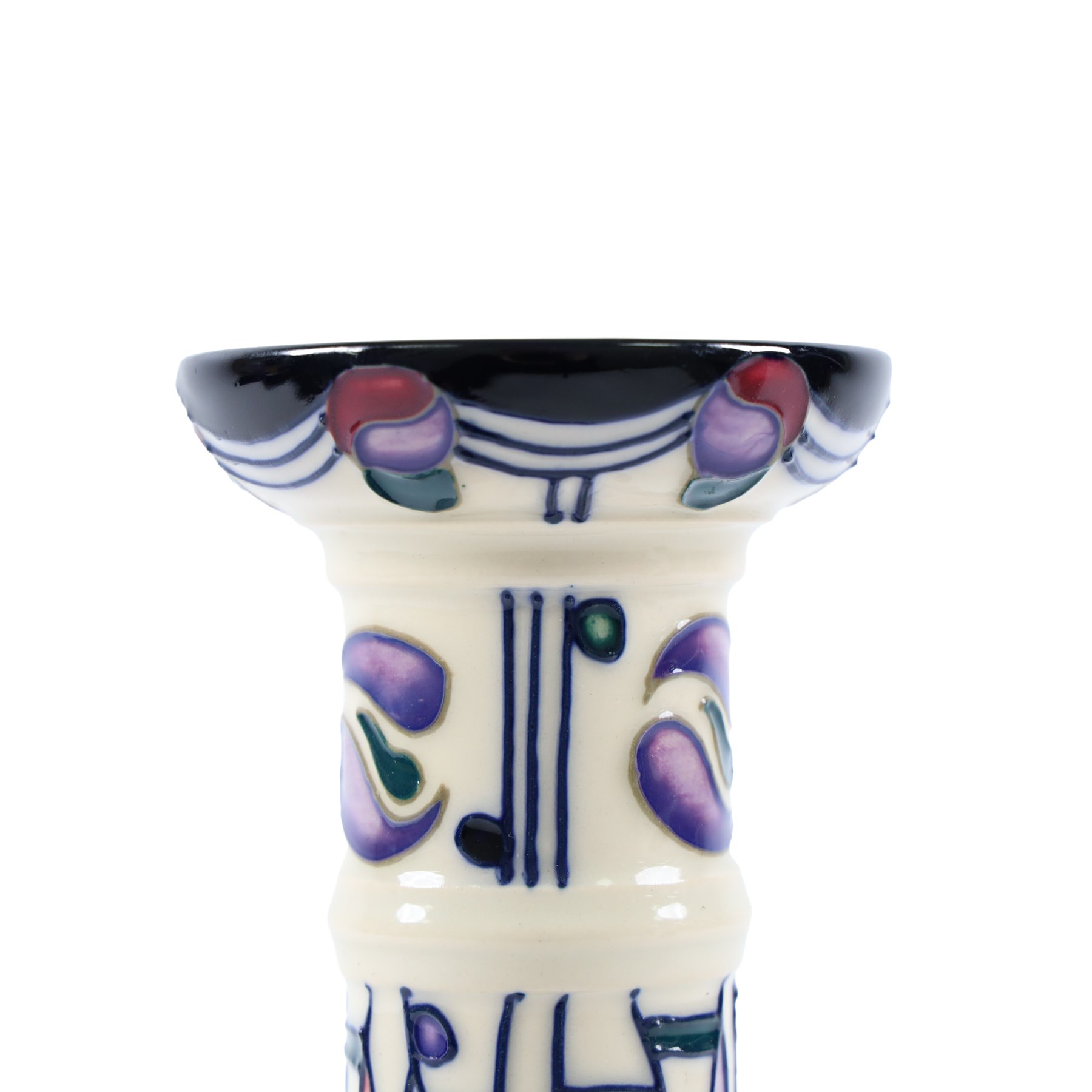 Moorcroft Tribute To Charles Rennie Mackintosh jug and candlestick, designed by Rachel Bishop, jug H24cm