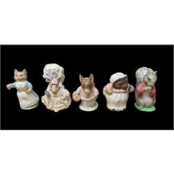 Four Beswick Beatrix Potter figures, including Lady Mouse, Timmy Tiptoes, Tabitha Twitchett and Mrs Tiggy Winkle, and a Royal Albert Mrs Tittlemouse