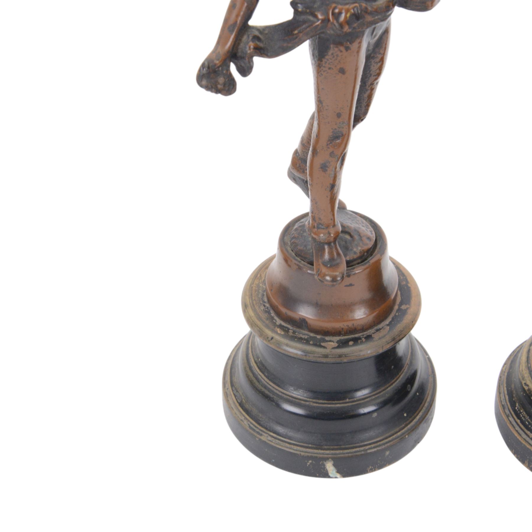 Pair of spelter figures, La Semeur and and La Moissoneur, H30cm
