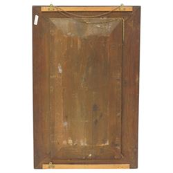 19th century mahogany framed wall mirror, rectangular plate within a wide banded figured mahogany frame