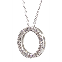  18ct white gold diamond circle pendant necklace approx 0.50ct stamped 750   